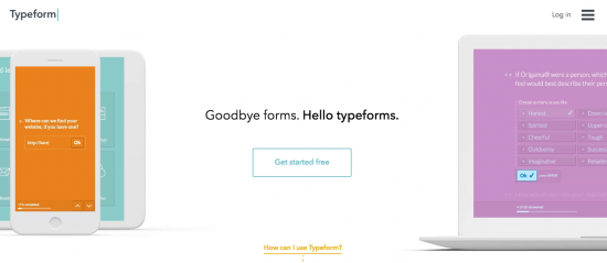 Typeform welcome screen capture